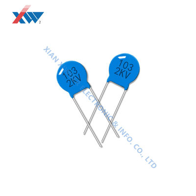 سعر جيد مكثف بورسلين سيراميك عالي الجهد 103M / 2KV 10NF 2000V P7.5MM أزرق متصل